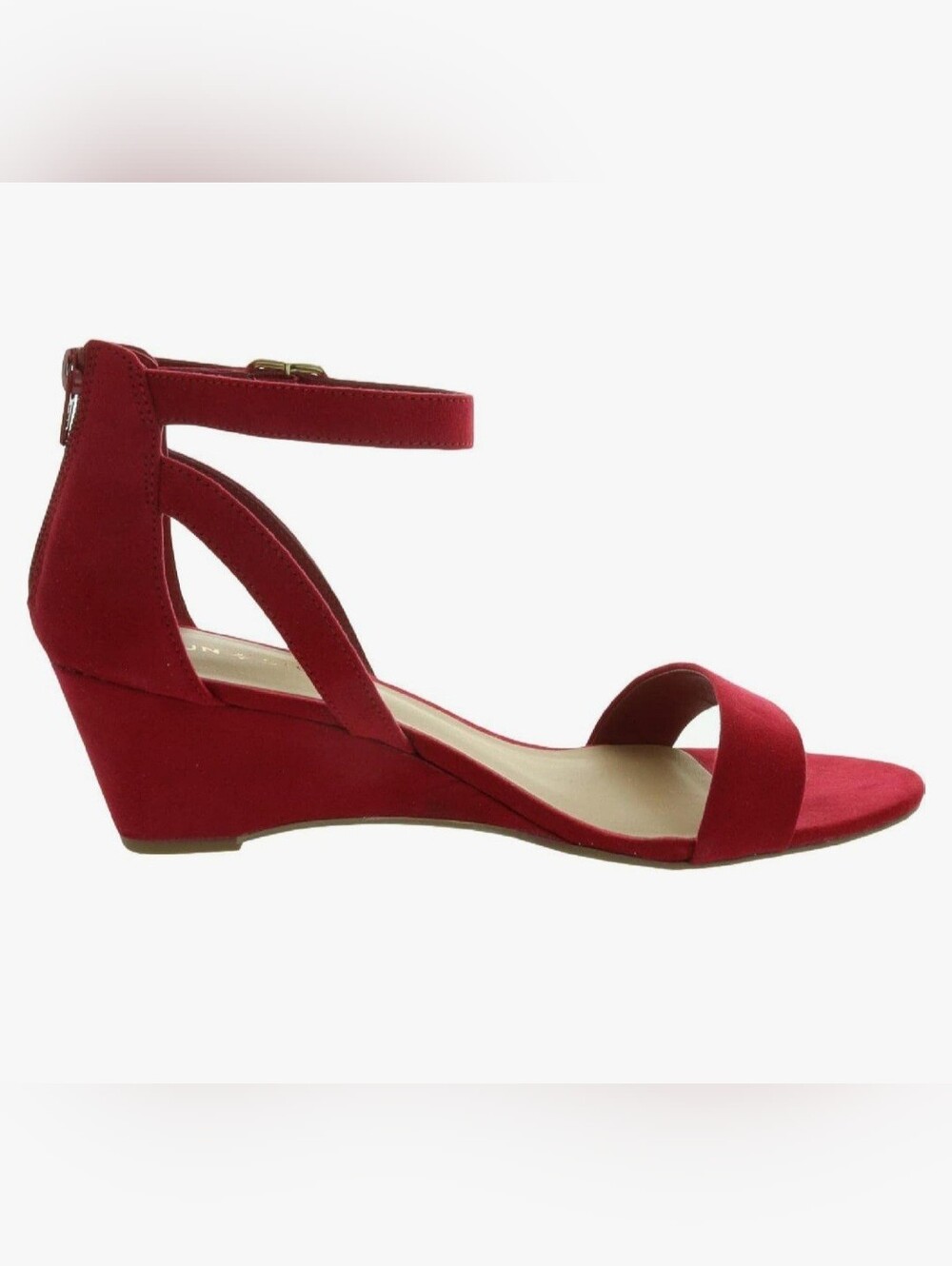 Sun + Stone Women's Jossie Faux Suede Wedge Sandals in red Size 8.5 - Picture 2 of 11